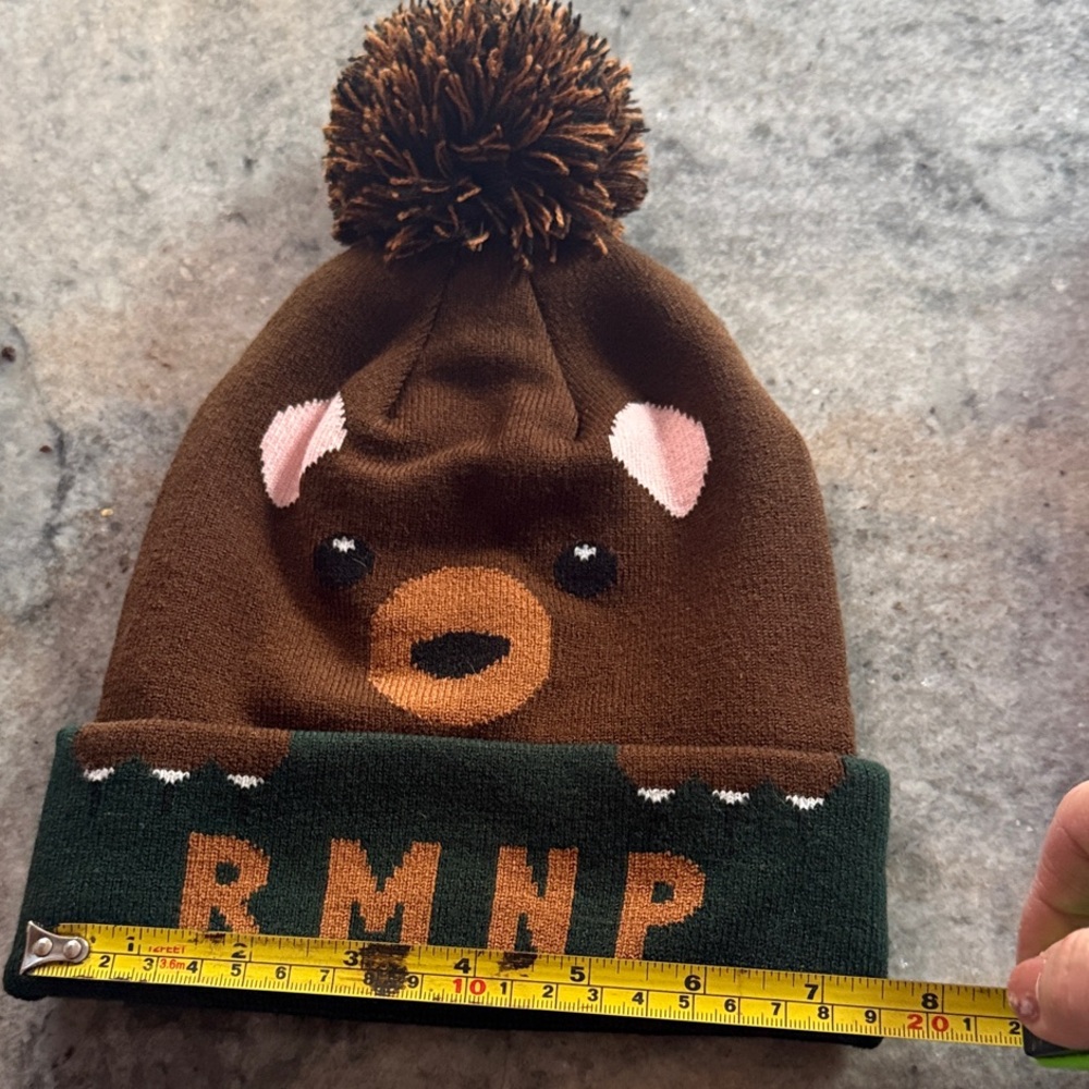 Rocky Mountain National Park Brown Bear Knit Beanie with Pom Pom